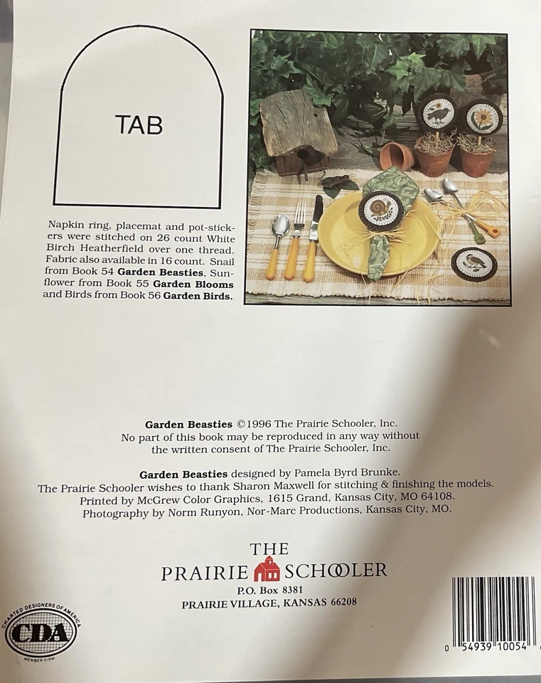 The Prairie Schooler Cross Stitch Chart Garden Beasties Linen Thread New - Image 2 of 4