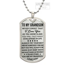Dog Tag Necklace To My Grandson Never Forget I Love You Inspirational Gifts Boys