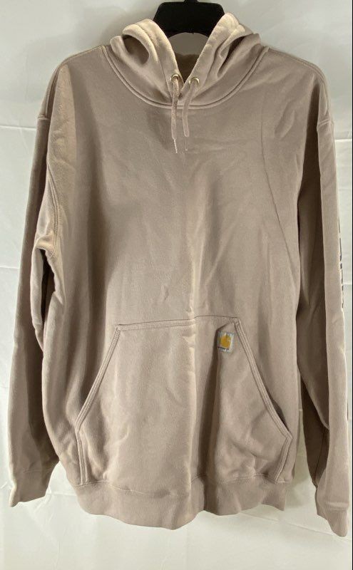 Carhartt Men's Tan Loose Fit Midweight Sleeve Logo Hoodie K288 Sz L