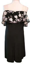 MSK Prelude Illusion Off Shoulder Black White Floral Embroidered Dress Women's L