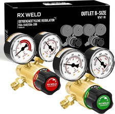 Oxygen and Acetylene Regulators, CGA540 and CGA200, Compatible with V-Style Weld
