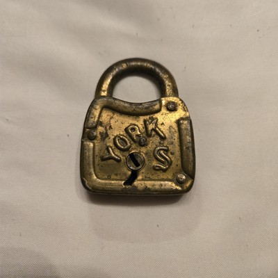 Vtg York S By Slaymaker Padlock Brass Plate NO KEY AS IS