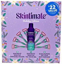 Skintimate Disposables Holiday Edition Gift Set 8 Razors and Shaving Cream
