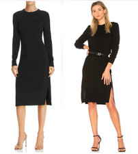 EQUIPMENT 100% cashmere snyder goop little black lbd knit sweater dress $390 s