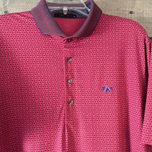 Grayson Performance Polo Men's Size XL Red Geometric Wolf Golf Logo - Picture 2 of 8