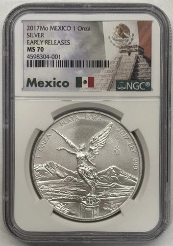 2017-Mo Mexico 1 Onza .999 Silver Libertad NGC MS70 Early Releases