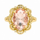 LAB CREATED 6.28 Cts MORGANITE & GENUINE DIAMOND RING 14K GOLD PLATED (.925) — photo 1