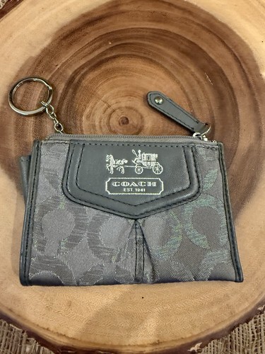 Vintage Y2K Coach Gray Op Art Signature Card Grey Key… - Gem