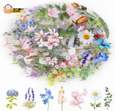160Pcs Natural Flower Stickers for Scrapbooking,Self-Adhesive Transparent Flowe