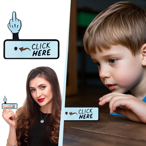 Novelty Funny Toy Click Here Surprise Button Prank Hilarious Trick Party Game - Picture 3 of 8