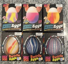 x6 Nee Doh Dippin’ Dazzler & Swirlie Swirly Egg Eggs (LOT Of 6, x3 Of Each) NEW