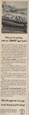 US Saving Bonds Vintage Print Ad 1947  EmptyGas Tank u Original
