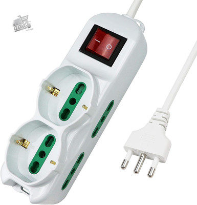 Multi Outlet 6 Seater 2 Schuko 4 Bivalent Plug 16A Cable 3m Electric Slipper Bia