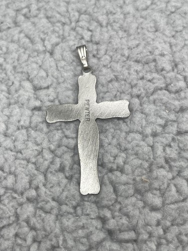 "Crucifijo de Peltre Cruz Confirmación Bautismo Joyería Colgante 2.5"" Flores Estampadas" - Imagen 3 de 14