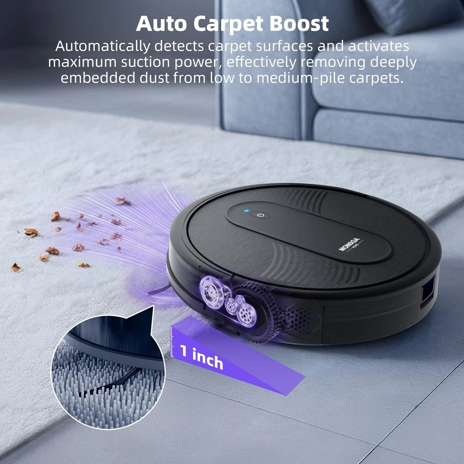 3-in-1 MR1 Robot Vacuum Cleaner 4000Pa Mop App Voice Control Slim Auto Recharge