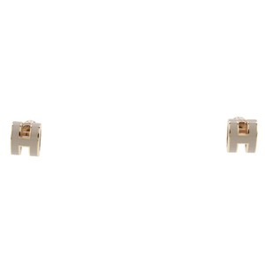 Authentic HERMES Pop Ash Mini Earrings H Type Lacquer x Rose Gold Plated Marron Glac Made