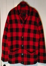 Shawl collar knit XL 90s Red and Black Block check Excellent condition