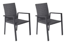 Gartenstuhl 2er Set Stapelstuhl Balkonstuhl Kunststoffgeflecht stapelbar