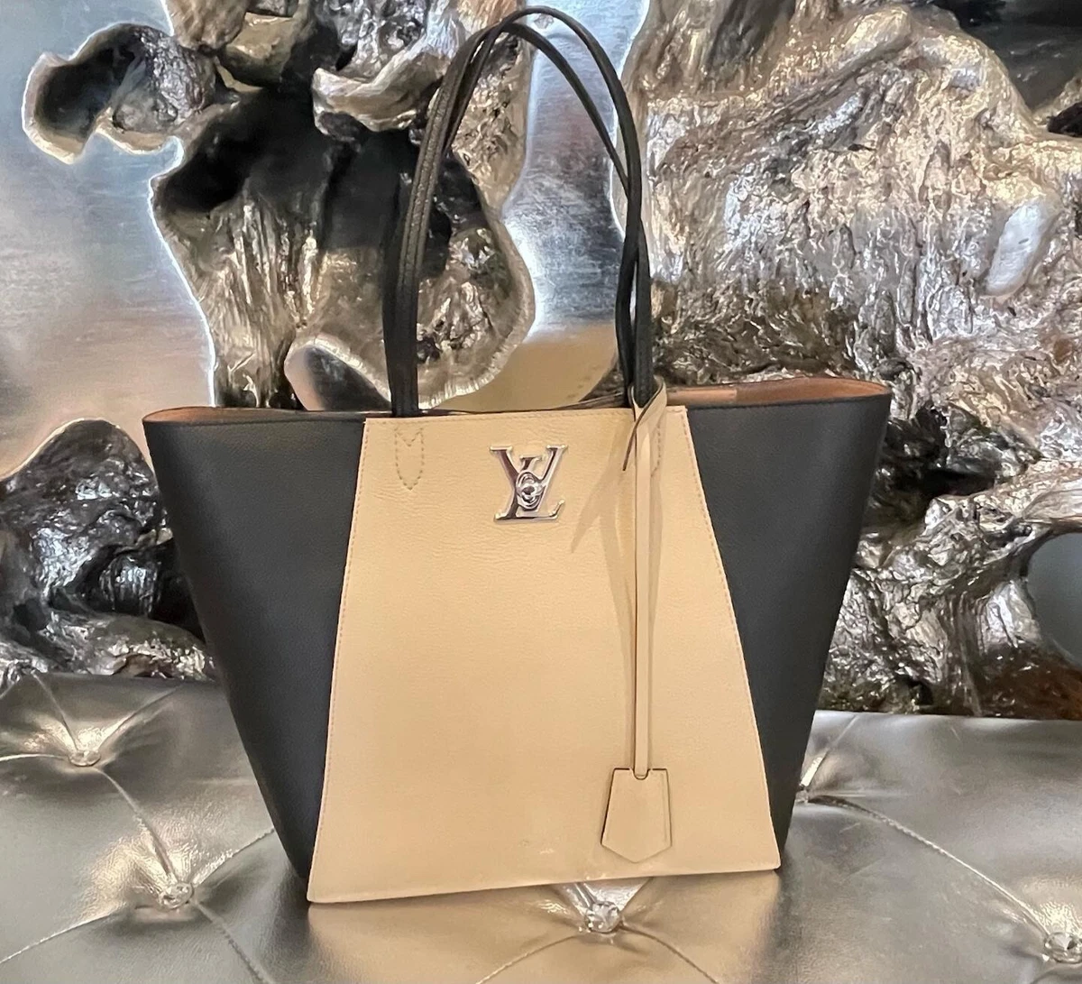 LOUIS VUITTON Calfskin Lockme Go Tote Vison 1131427