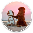 2 x Vinyl Stickers 20cm - Beagle & Retriever Dogs Sunset Beach #44238