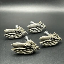 VTG Anna Pewter 1994 Pea Pod Drawer Cabinet Pulls, Set of Four 4