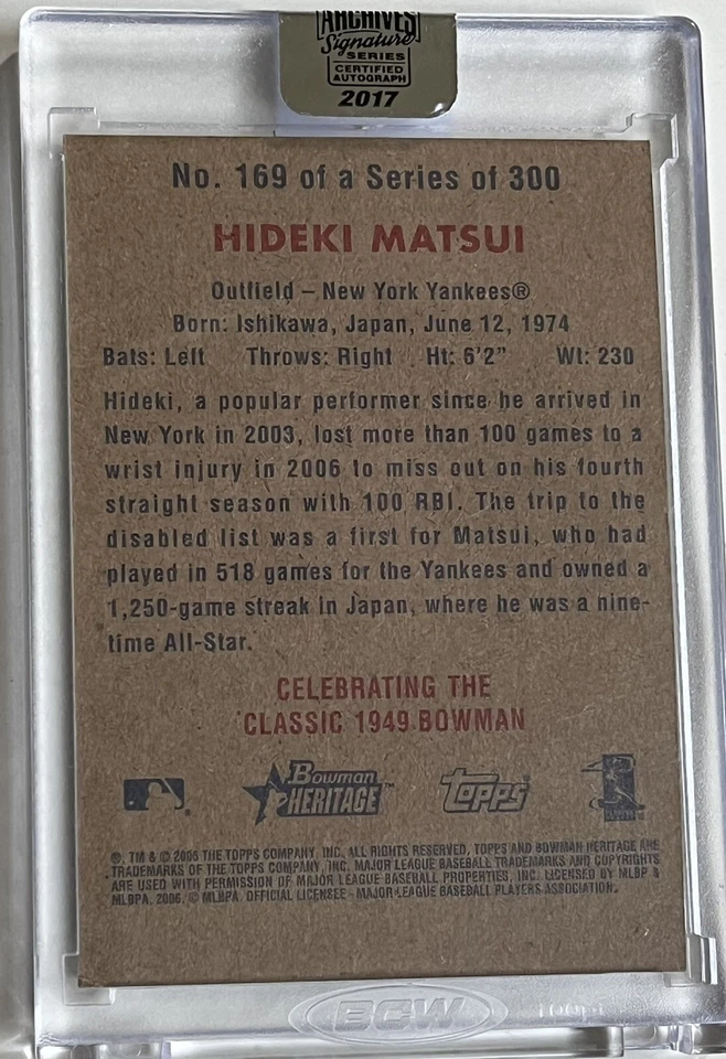 松井英迪 2017 Topps Archives 签名 Bowman Heritage 签名 1/1 — 第 2/2 张图片