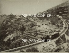 MONTE-CARLO La TURBIE vers 1880 train 20 x 27 cm chemin de fer vers 1880 