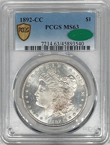 1892-CC PCGS MS63 CAC Morgan Silver Dollar Semi PL 45893540 - Picture 2 of 2