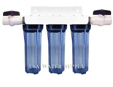 10" Whole House 3 stage filtration water system With Ball Valves