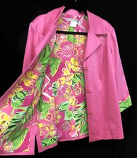 Nwt $160 Nancy Bolen Size 14 Pink Silk Lining Floral Womens Layering Jacket Coat