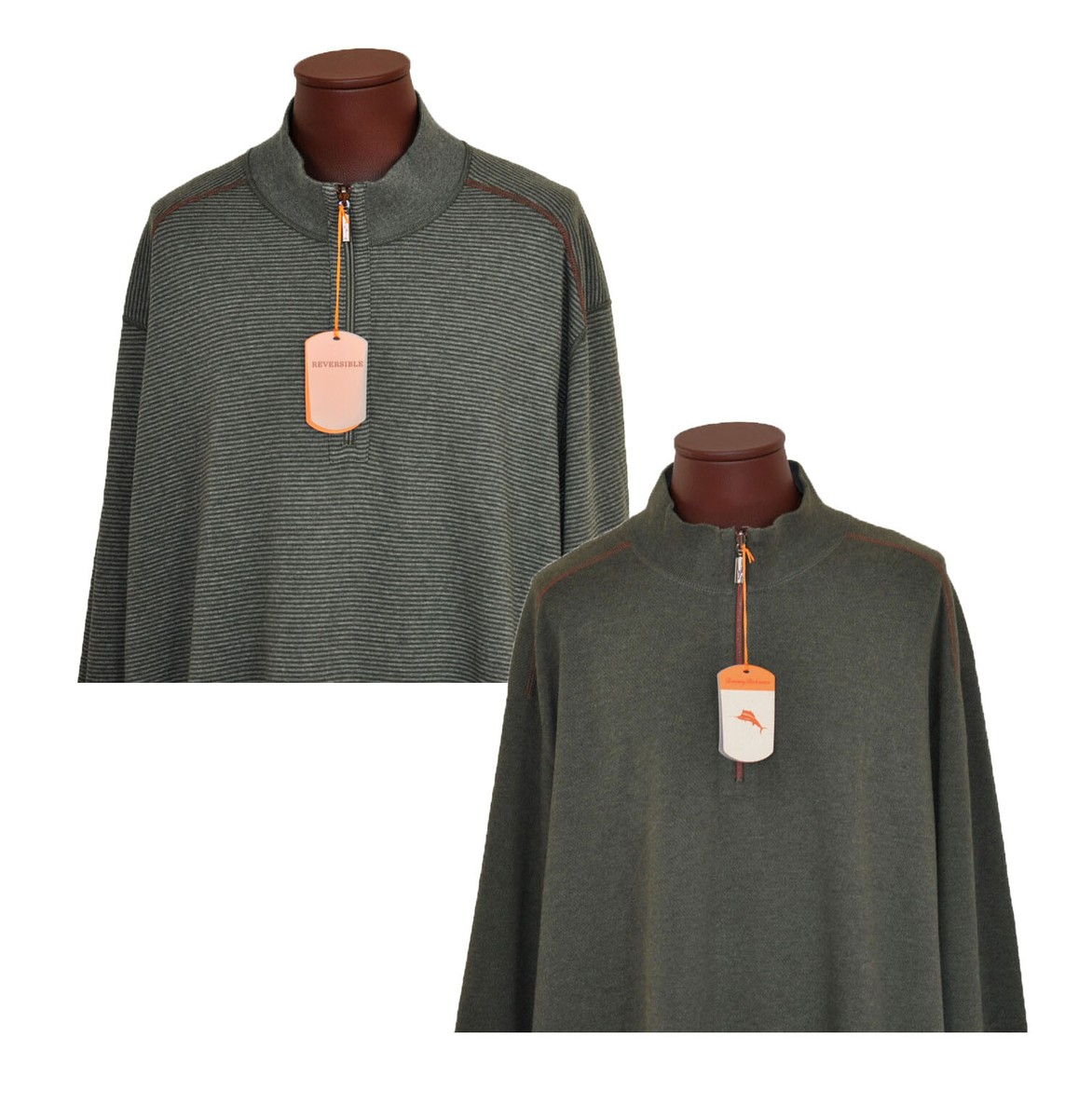 TOMMY BAHAMA Men's Reversible Half Zip Sweater Big Tall 4XB Cotton NWT  $128