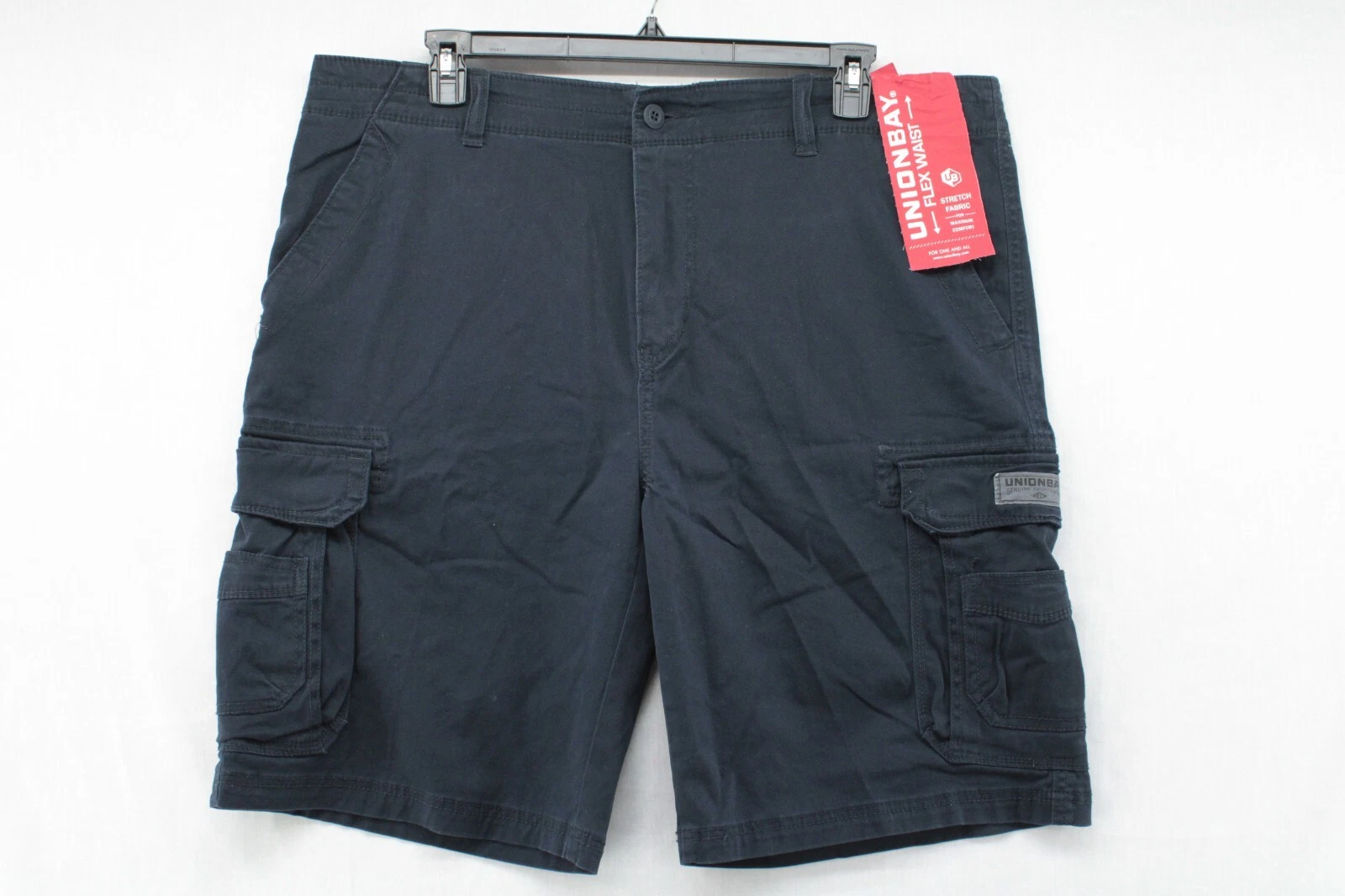NWT Unionbay Cargo Shorts Mens 42 Blue Flex Waist Casual Outdoor Comfort Hiking