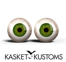 Forest Green Glass Eyes -PIXEL FREE- Reborn Doll Realistic Eyeballs 2pc - 70