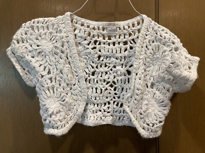 Shine New York girls white crocheted shrug sz M