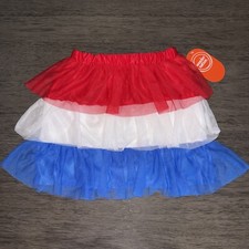 Girls Tutu Skirt Red White  Blue Mesh Patriotic XS S M L XL XXL
