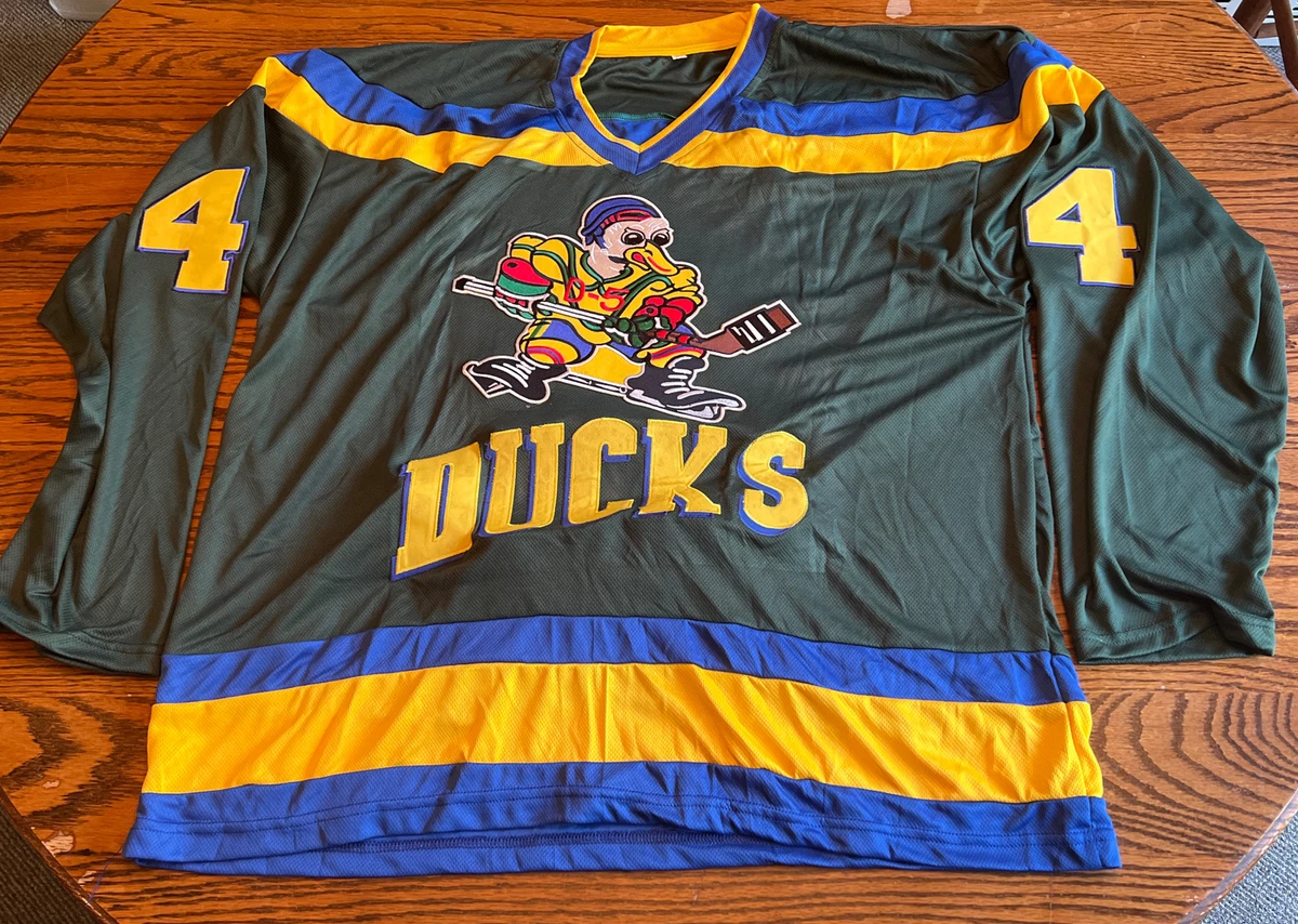 Mighty Ducks Green Movie Hockey Jersey Averman #4 Size Small