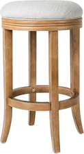Eva 31 Inch Tall Bar Height Rotating Backless Barstool in Weathered Oak Finish w