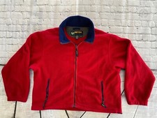 Mens Vintage EDDIE BAUER EBTEK Full Zip Red Fleece Sweater Jacket XL