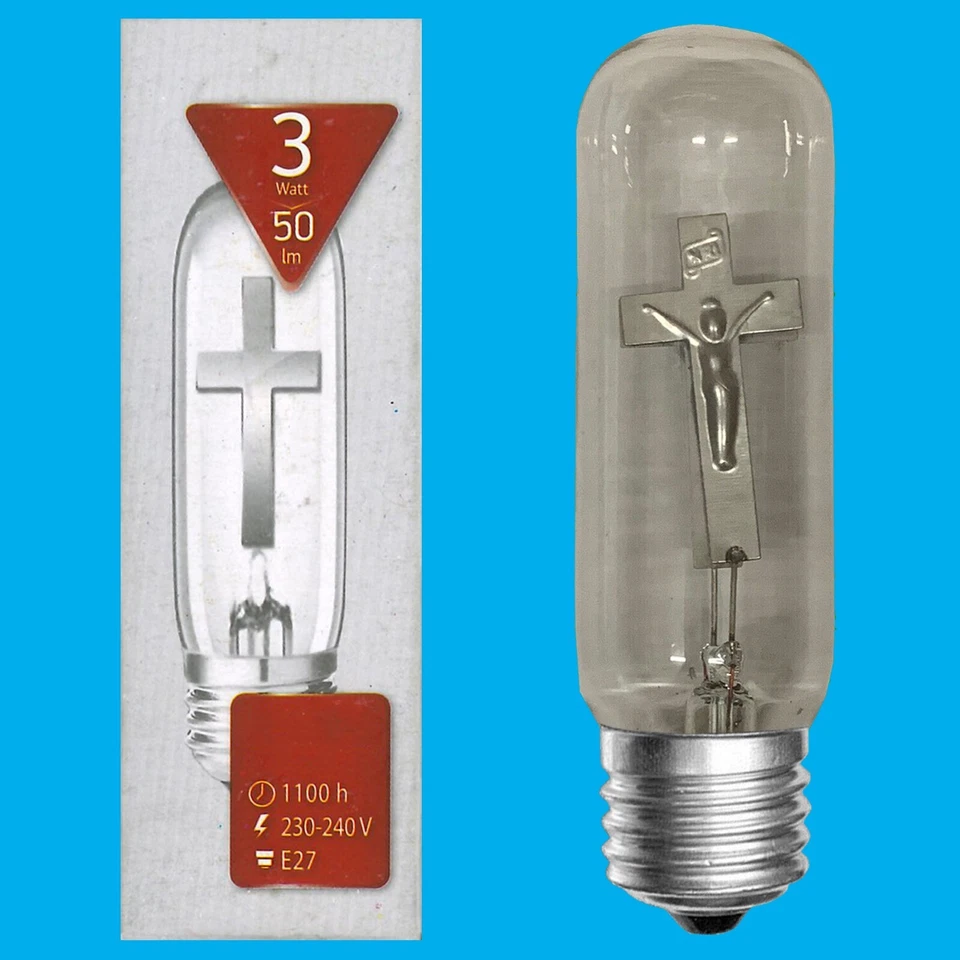 1x 3W Neon Cross Jesus on Crucifix Christian Light Bulb ES E27 Decorative Lamp - Image 2 of 4