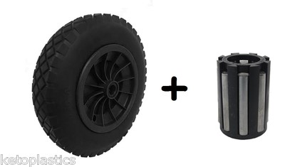 PU 16'' pannensicher SCHWARZ Schubkarrenrad Reifen 4,80-8 - 1'' NADELLAGER