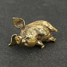 Small Brass Pig Figurine Statue Animal Figurines Home Office Desktop Decoration