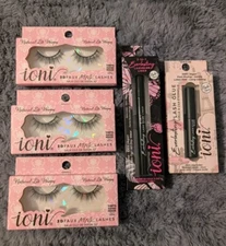 Ioni 3D Faux Mink Lashes Lot 3 Natural Lite Wispy + Lash Glue & Glue Liner NEW