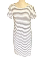 Merona Striped Short Sleeve Tee Shirt Dress Rayon Linen+ Blend Sz M 67M