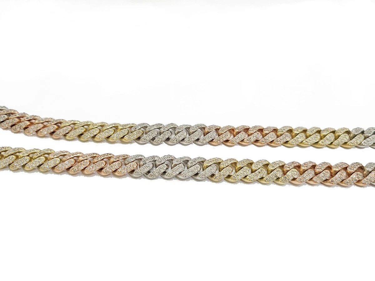 Real 10k Gold Diamond Necklace cuban Link Chain 20