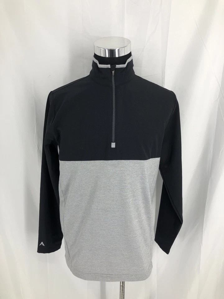 Antigua Negra Gris 1/4 Cremallera Pullover Atlético Manga Larga Camisa Mediana Foto 2 de 4