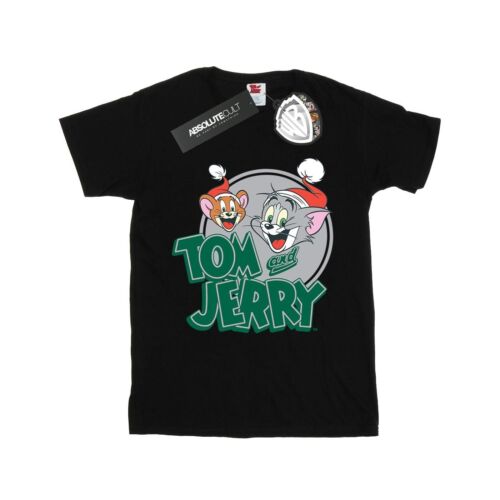 Tom And Jerry Girls Christmas Greetings Cotton T-Shirt (BI40376) - Picture 1 of 40