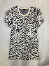 Ann Taylor Sweater Dress Women's Medium Wool Blend Animal Print Long Sleeve