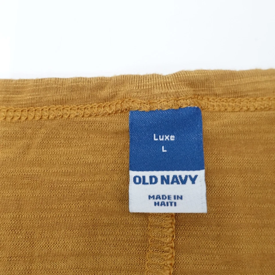 Old Navy Luxe T-Shirt Womens L Mustard Yellow Rayon Stretch Scoop Neck Side Slit - Изображение 3 из 4