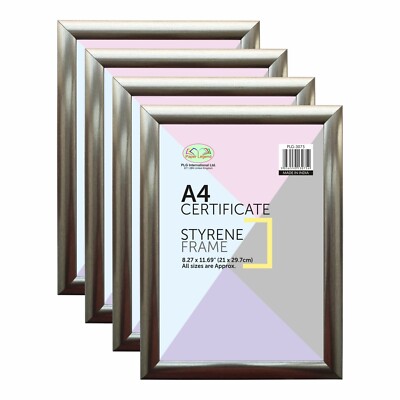 (4er Set) A4 Zertifikat Silber Bilderrahmen Poster Portrait Bild Wandhalterung