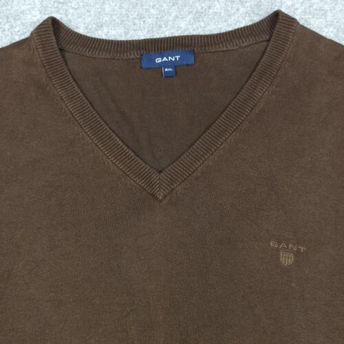 GANT Mens Pullover 2XL 100% Cotton Brown Lightweight Knit Sweater Size XXL - Picture 1 of 11